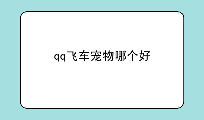qq飞车宠物哪个好
