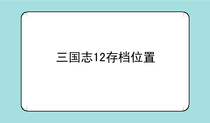 三国志12存档位置