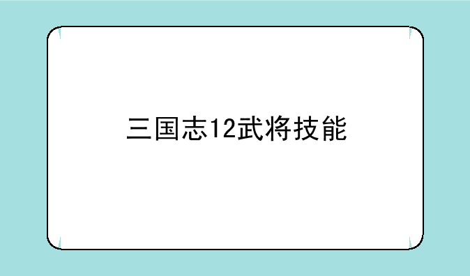 三国志12武将技能