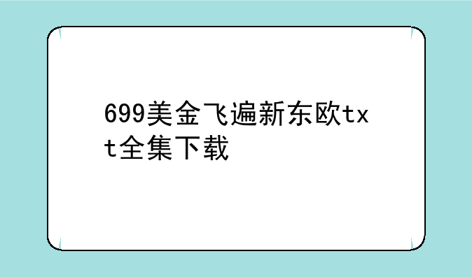 699美金飞遍新东欧txt全集下载