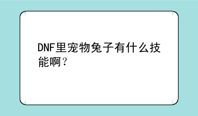 DNF里宠物兔子有什么技能啊？