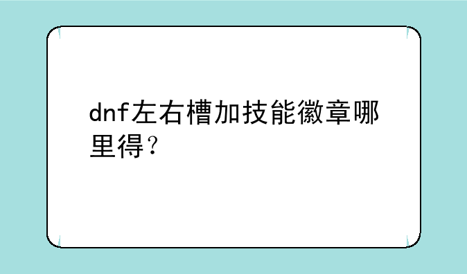 dnf左右槽加技能徽章哪里得？