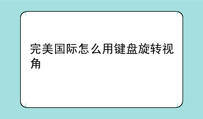 完美国际怎么用键盘旋转视角