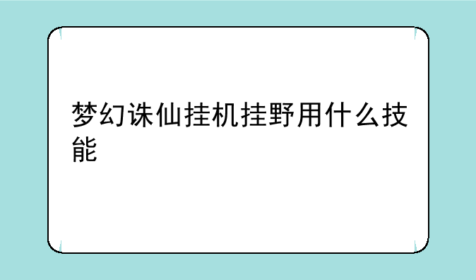 梦幻诛仙挂机挂野用什么技能