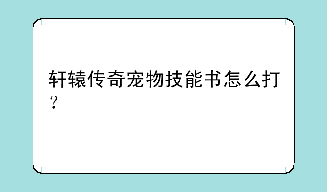 轩辕传奇宠物技能书怎么打？