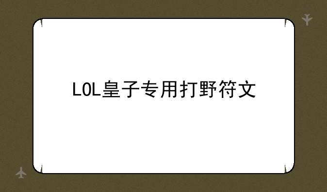 LOL皇子专用打野符文