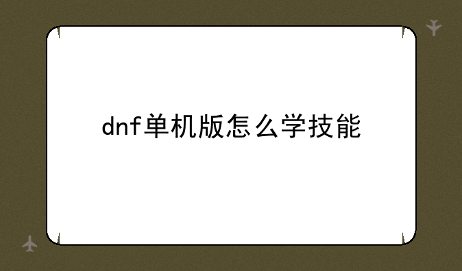 dnf单机版怎么学技能