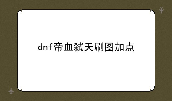 dnf帝血弑天刷图加点