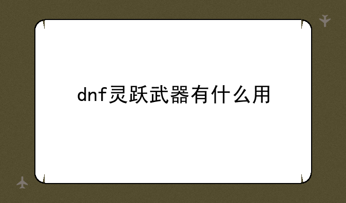 dnf灵跃武器有什么用