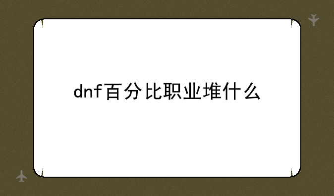 dnf百分比职业堆什么