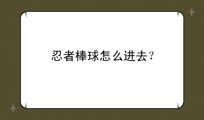 忍者棒球怎么进去？