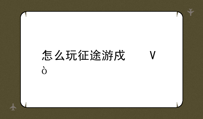 怎么玩征途游戏啊？