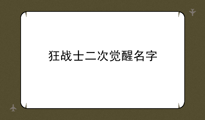 狂战士二次觉醒名字