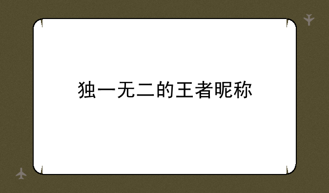 独一无二的王者昵称