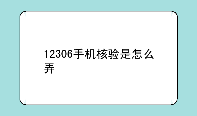 12306手机核验是怎么弄