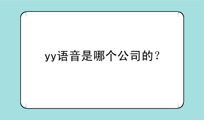 yy语音是哪个公司的？