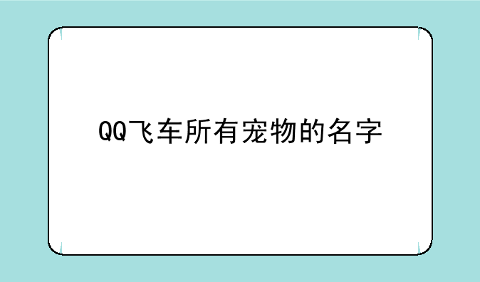 QQ飞车所有宠物的名字