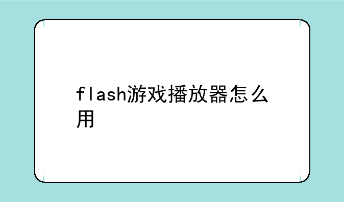 flash游戏播放器怎么用