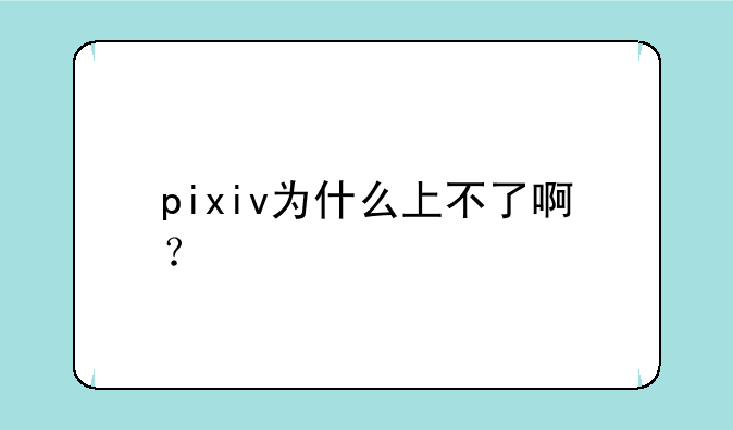 pixiv为什么上不了啊？