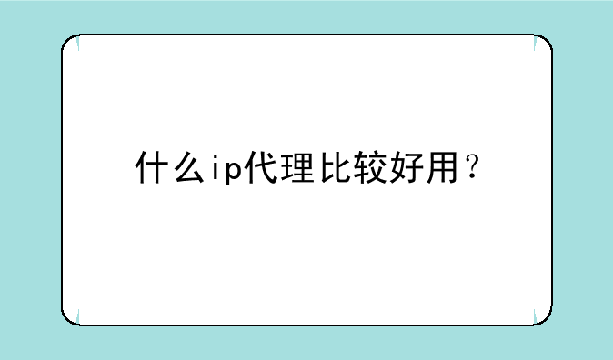 什么ip代理比较好用？