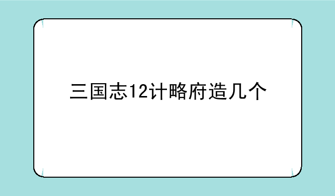 三国志12计略府造几个