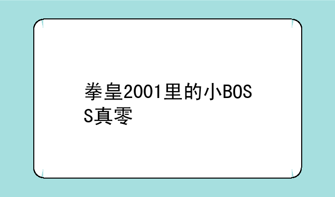 拳皇2001里的小BOSS真零