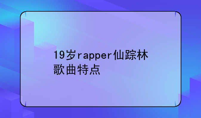 19岁rapper仙踪林歌曲特点