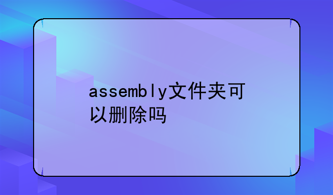 assembly文件夹可以删除吗