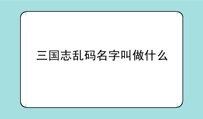 三国志乱码名字叫做什么