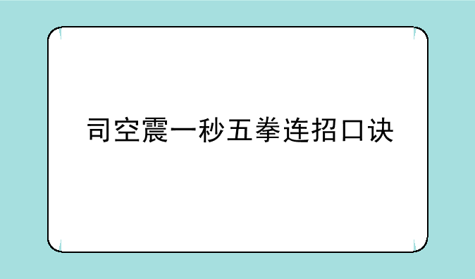 司空震一秒五拳连招口诀