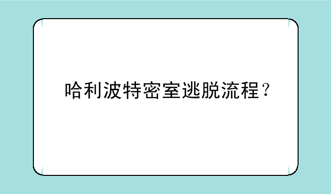 哈利波特密室逃脱流程？