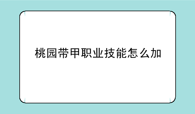 桃园带甲职业技能怎么加