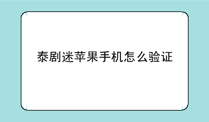 泰剧迷苹果手机怎么验证