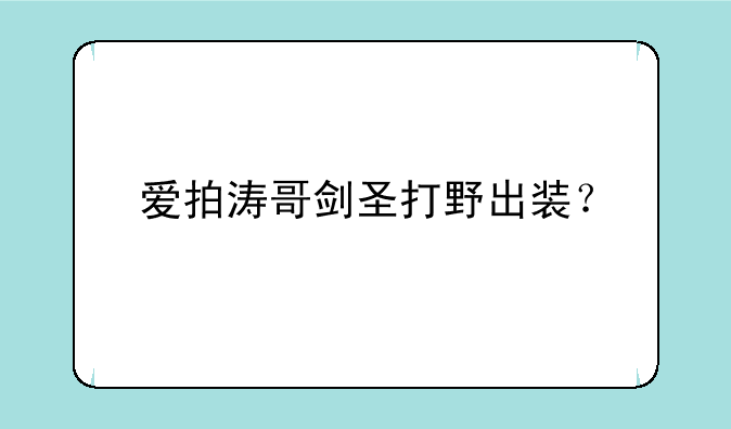爱拍涛哥剑圣打野出装？