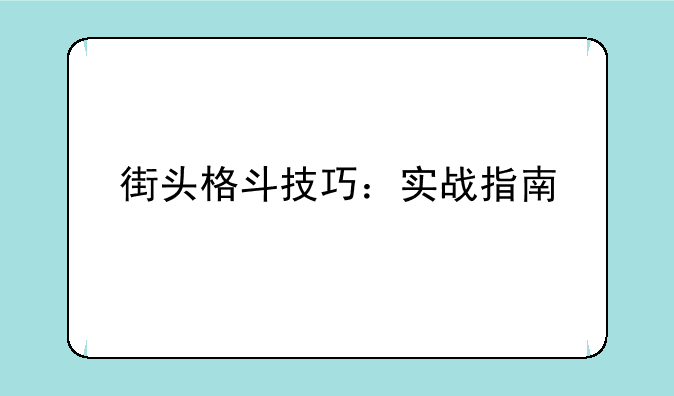 街头格斗技巧：实战指南