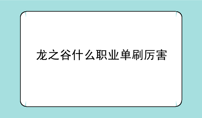 龙之谷什么职业单刷厉害