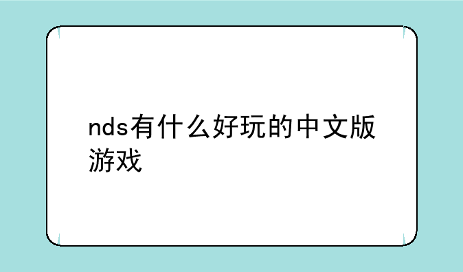 nds有什么好玩的中文版游戏