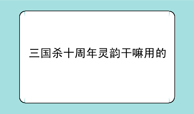 三国杀十周年灵韵干嘛用的