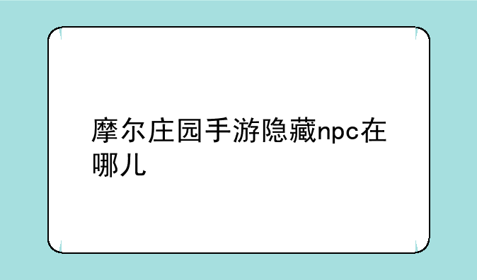 摩尔庄园手游隐藏npc在哪儿