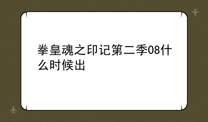 拳皇魂之印记第二季08什么时候出