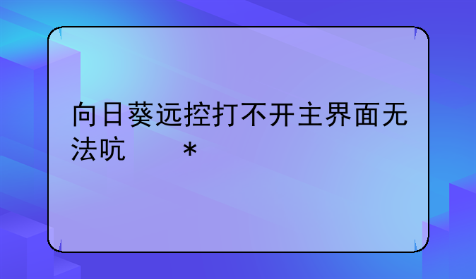 向日葵远控打不开主界面无法启动