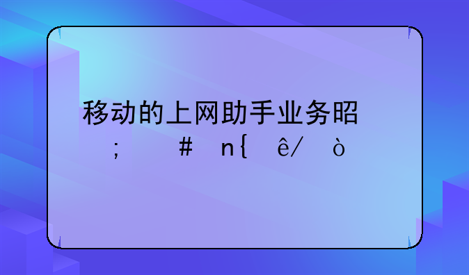 移动的上网助手业务是怎么回事？