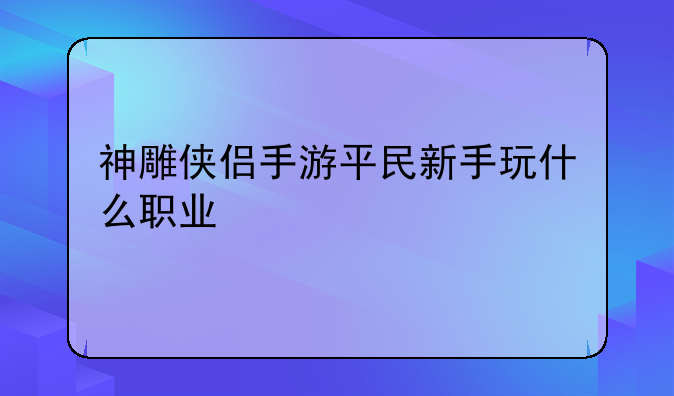 神雕侠侣手游平民新手玩什么职业