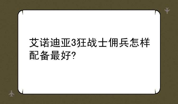 艾诺迪亚3狂战士佣兵怎样配备最好?