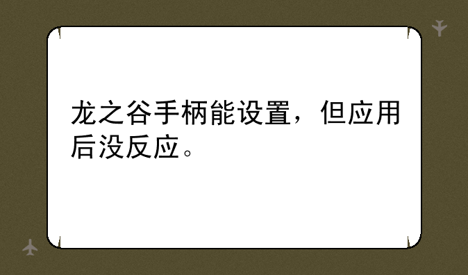 龙之谷手柄能设置，但应用后没反应。