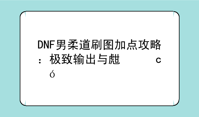 DNF男柔道刷图加点攻略：极致输出与生存兼顾