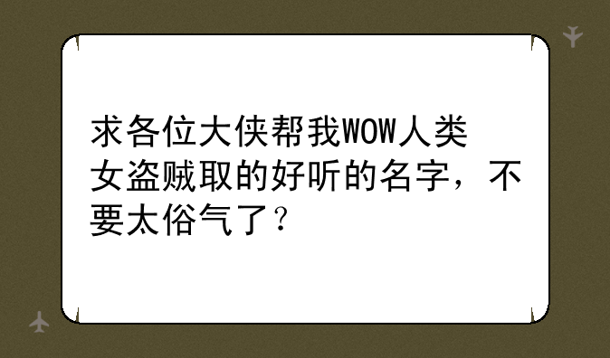求各位大侠帮我WOW人类女盗贼取的好听的名字，不要太俗气了？