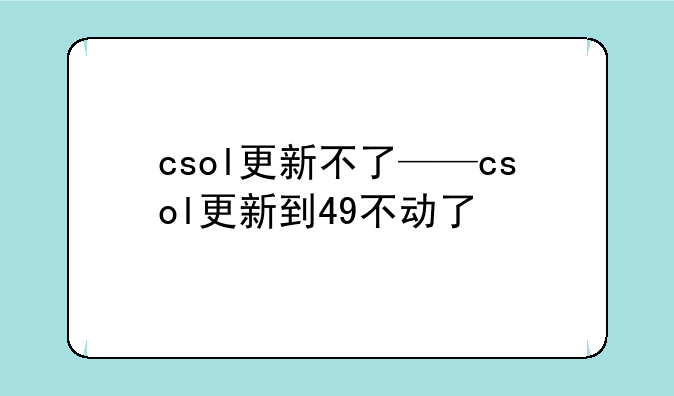 csol更新不了——csol更新到49不动了