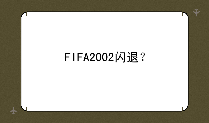 FIFA2002闪退？