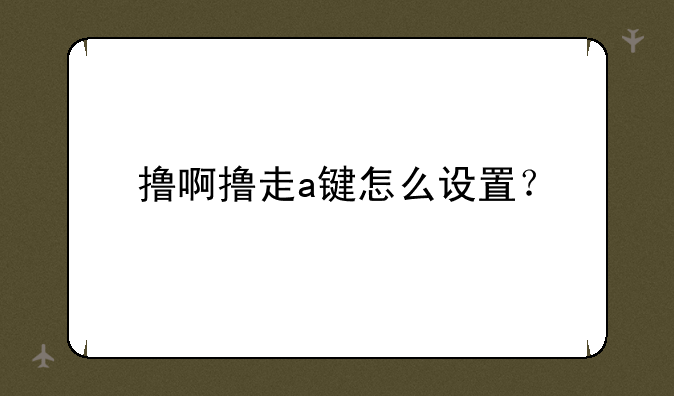 撸啊撸走a键怎么设置？